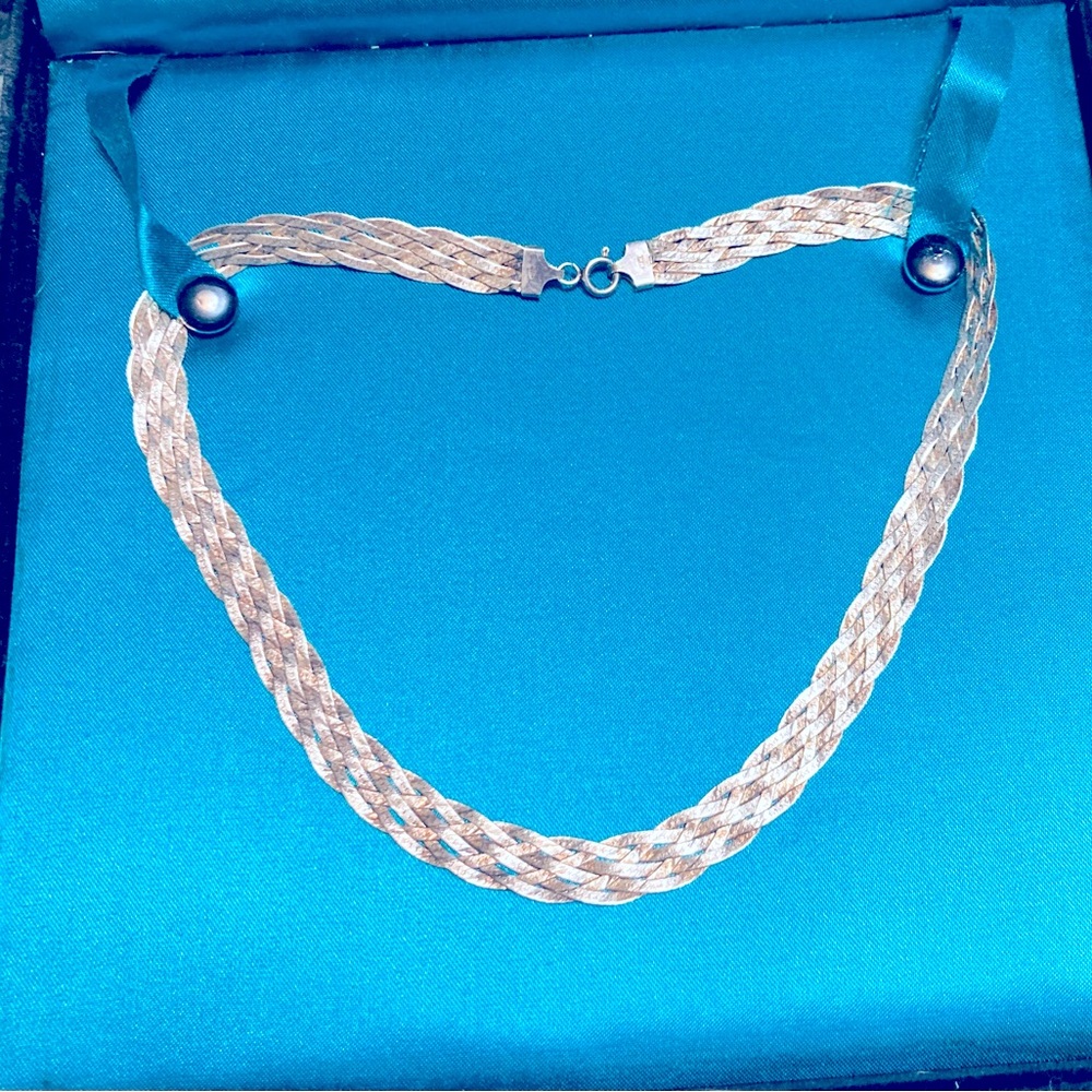 16” Braided SILVER CHOKER